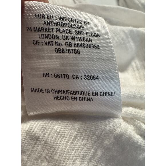 Anthropologie Meadow Rue White Bow Back Top L Puff Sleeve Effortless Chic - Picture 8 of 8